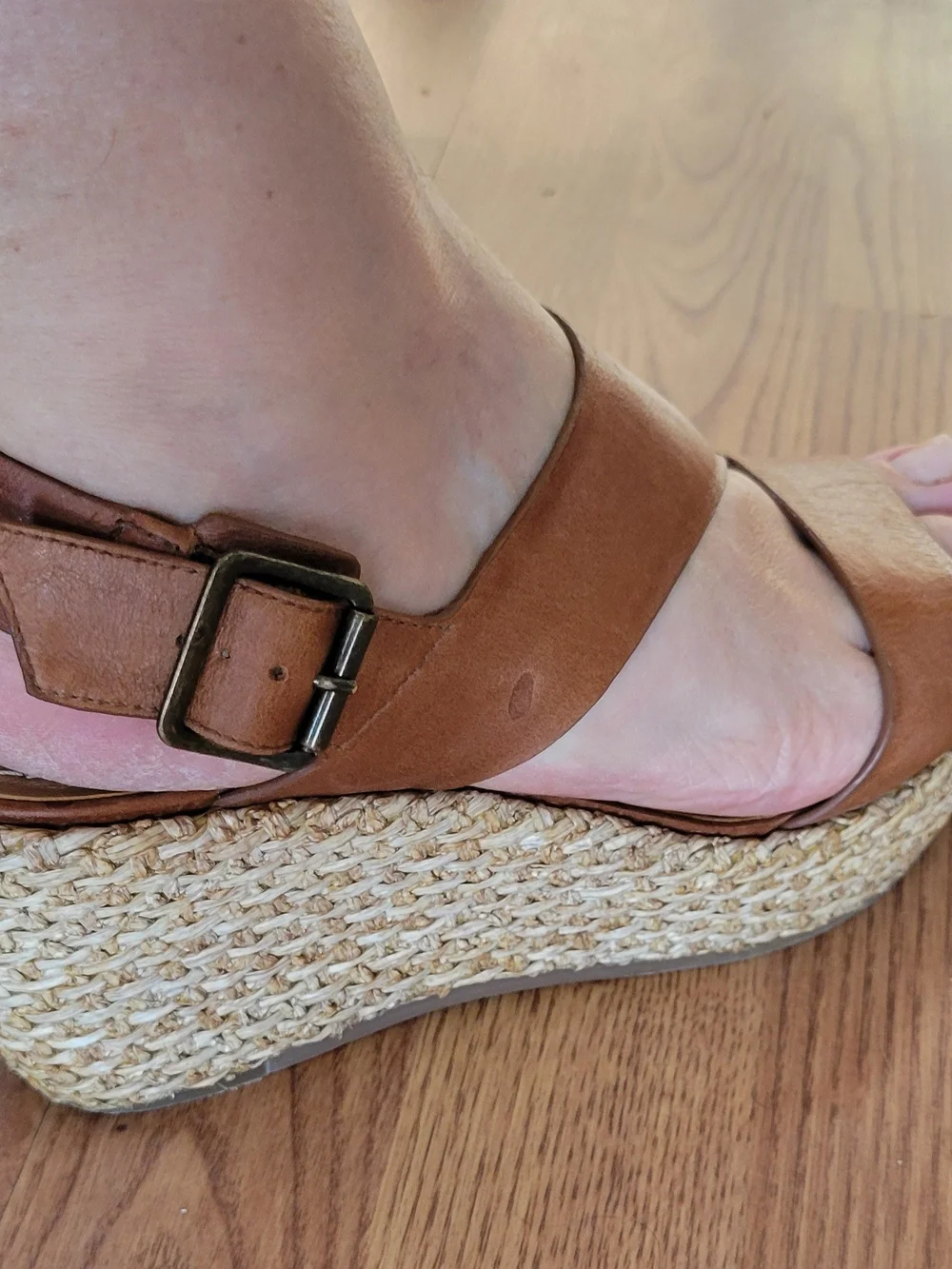 Trask: Women’s Brown Wedge Sandals - Leather